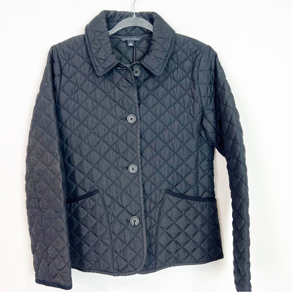 BANANA REPUBLIC BLACK BUTTON FRONT QUILTED JACKET WOMENS SZ MEDIUM